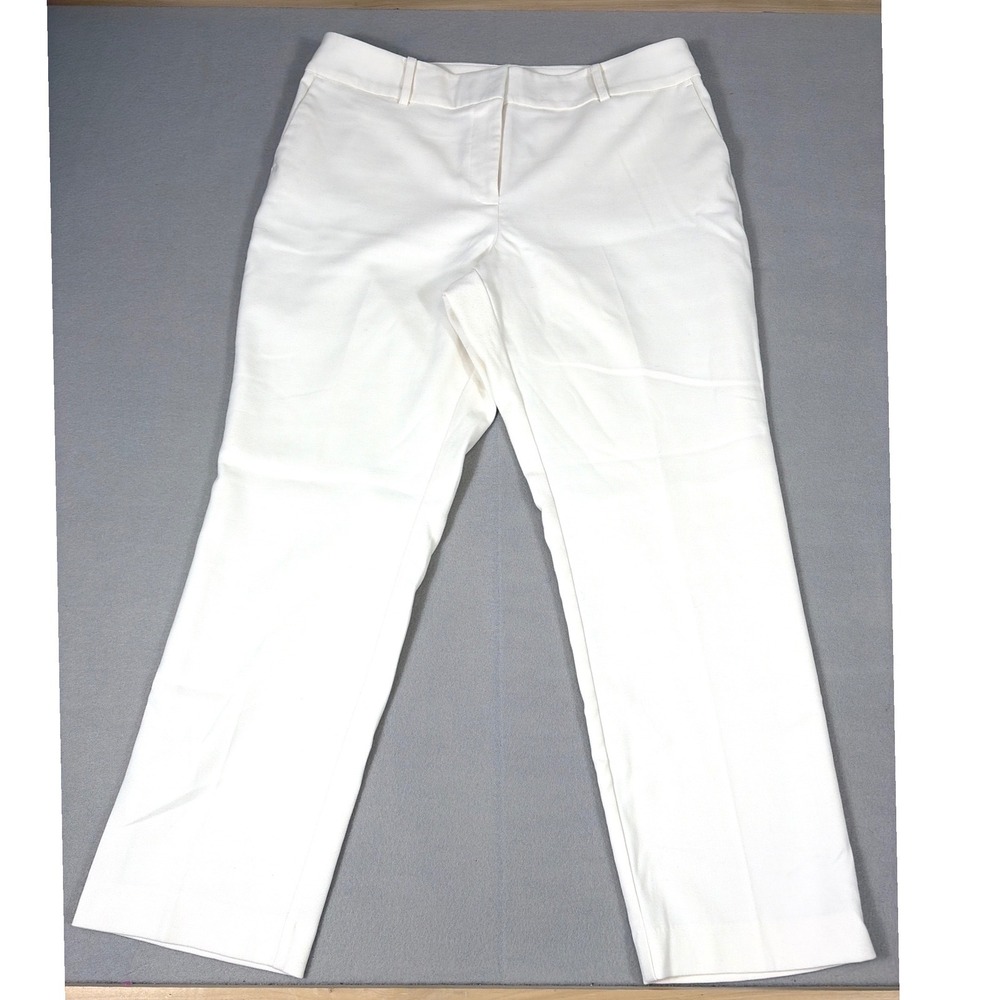 Ann Taylor Factory Womens White Straight Leg Dress Pants Size 14 RN77379